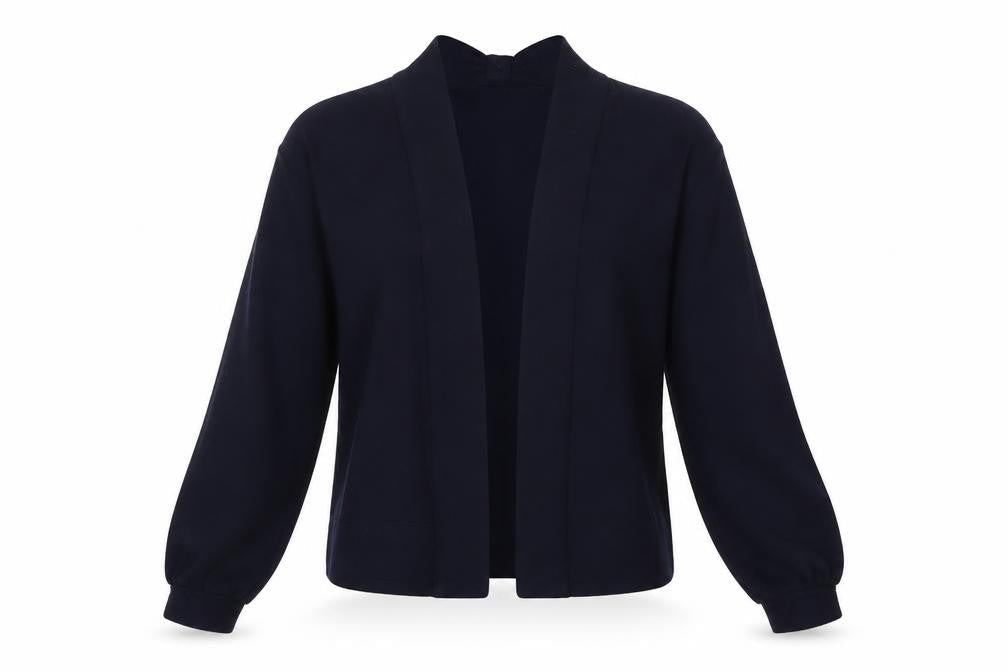 Front view of Wallis women’s blue cardigan jumper, size UK 6