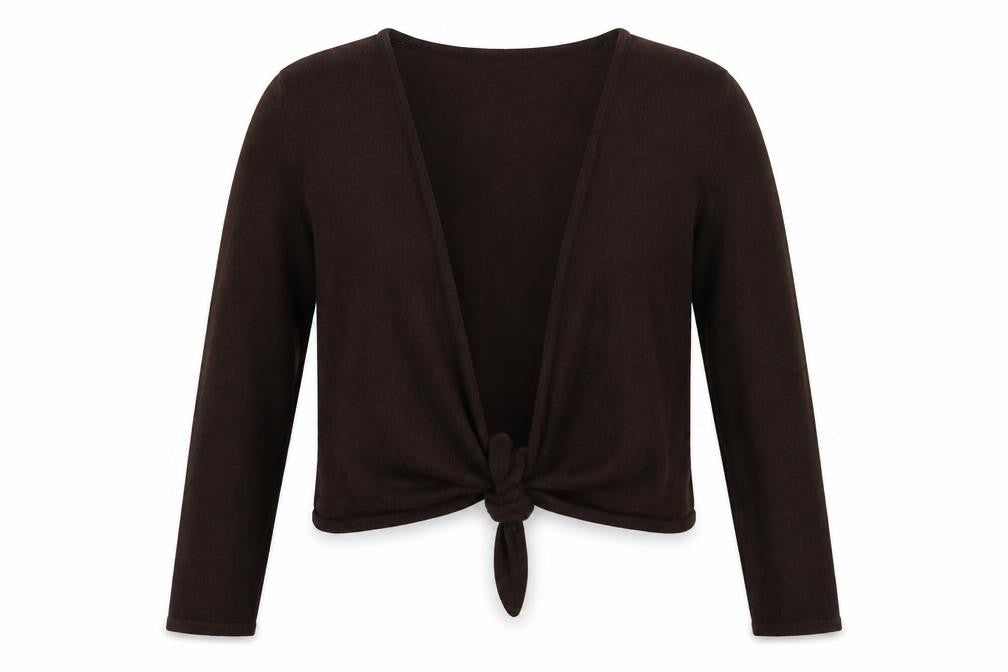 Front view of Bonmarché women’s brown cardigan jumper, size XL