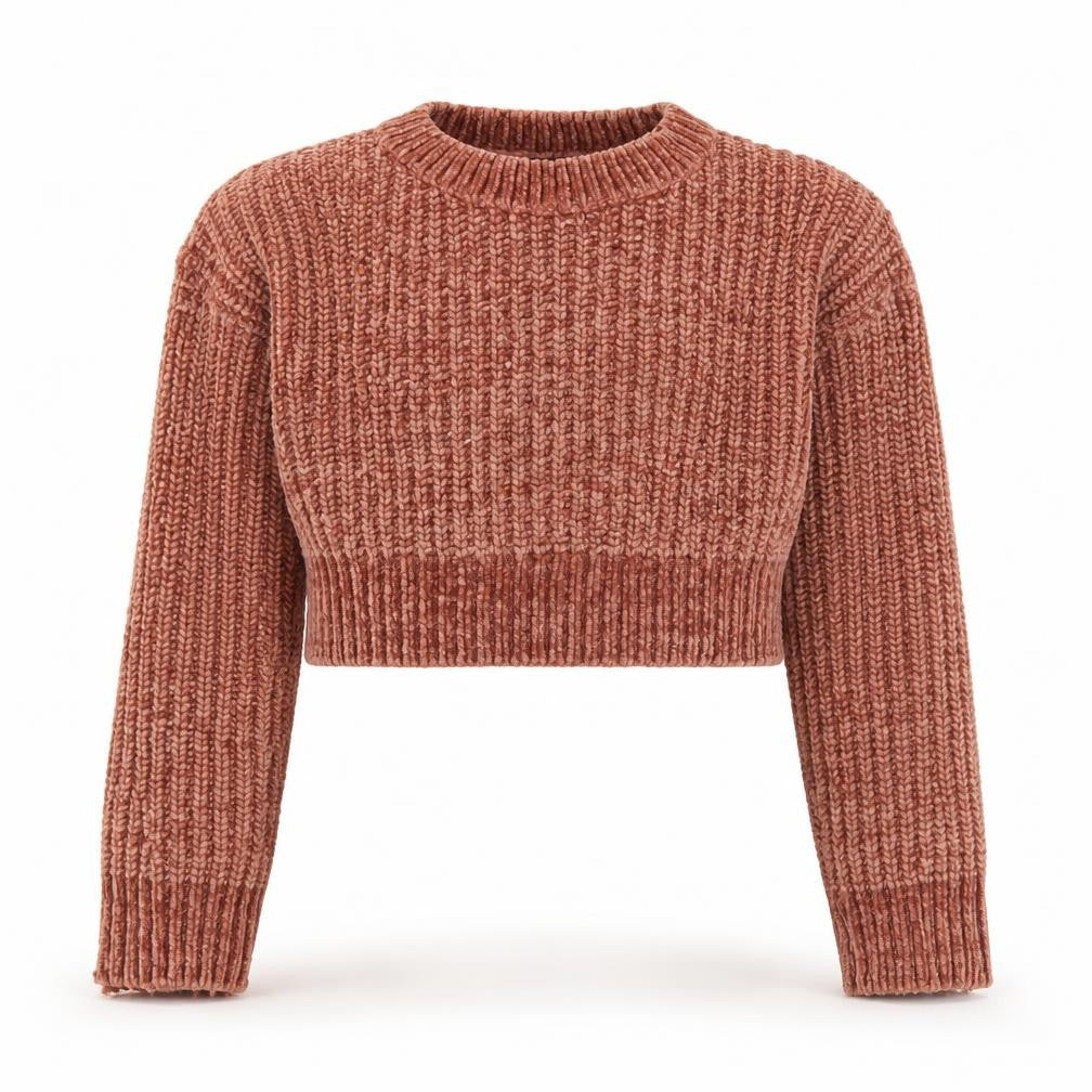 Front view of New Look girls’ orange knit jumper, size 9, years