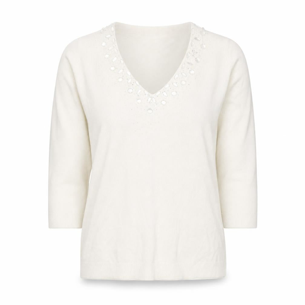 Front view of BHS women’s beige knit jumper, size UK 14