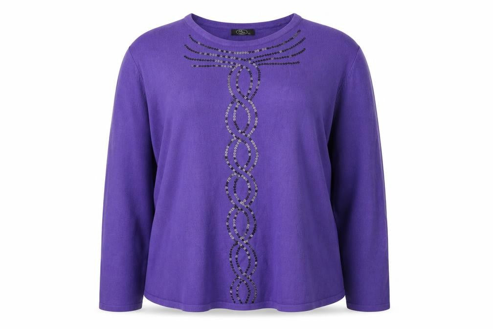 Front view of Bonmarché women’s purple knit jumper, size XL