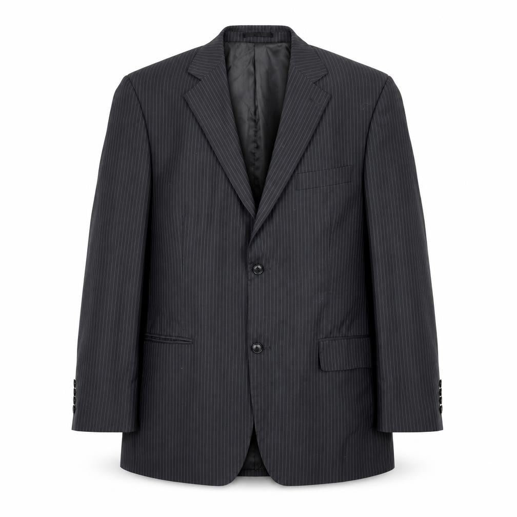 Front view of C&A men’s grey striped jacket suit jacket, size 42