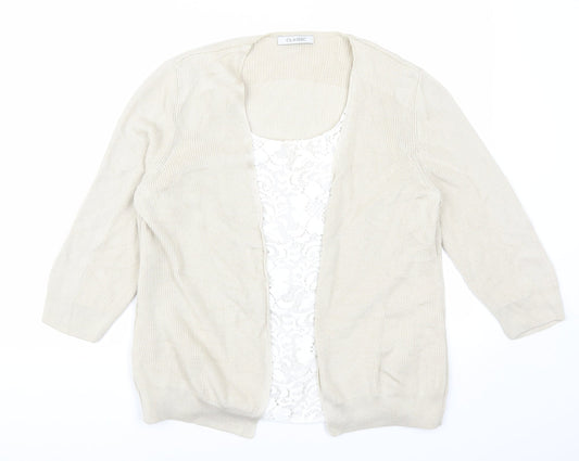 Marks and Spencer Womens Beige  Lace Cardigan Jumper Size 14  - Cardigan and Top All in One