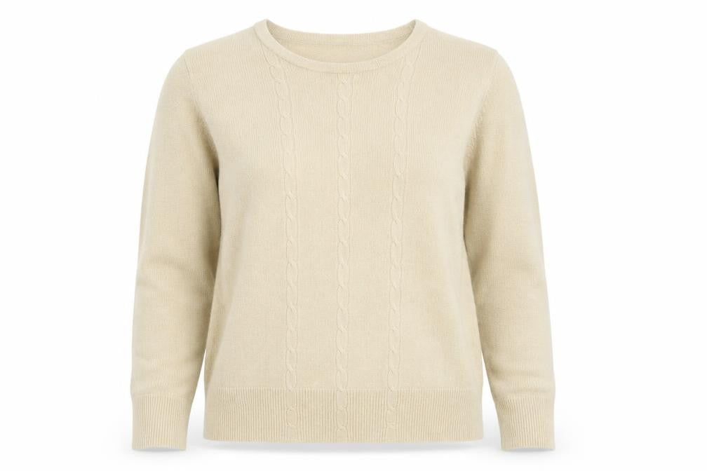 Front view of Debbie Morgan women’s beige jumper, size M