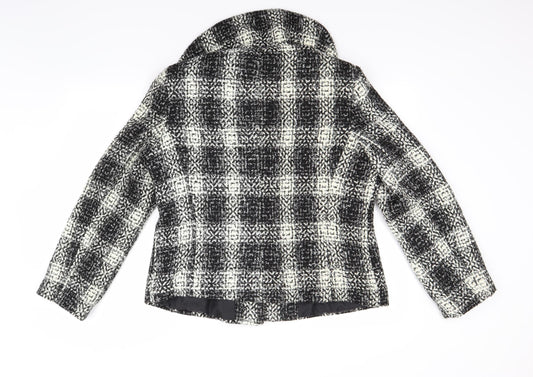 EWM Womens Black Check  Pea Coat Coat Size 16