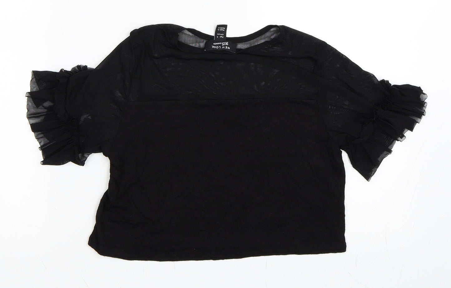 New Look Girls Black  Mesh Basic T-Shirt Size 9 Years
