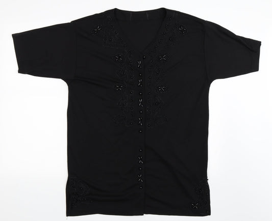 Preworn Womens Black   Basic Button-Up Size XL