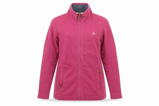 Front view of Tayberry women’s pink jersey full zip sweatshirt, size S