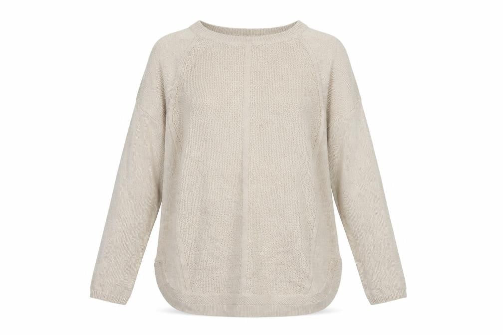 Front view of Bonmarché women’s beige knit jumper, size M