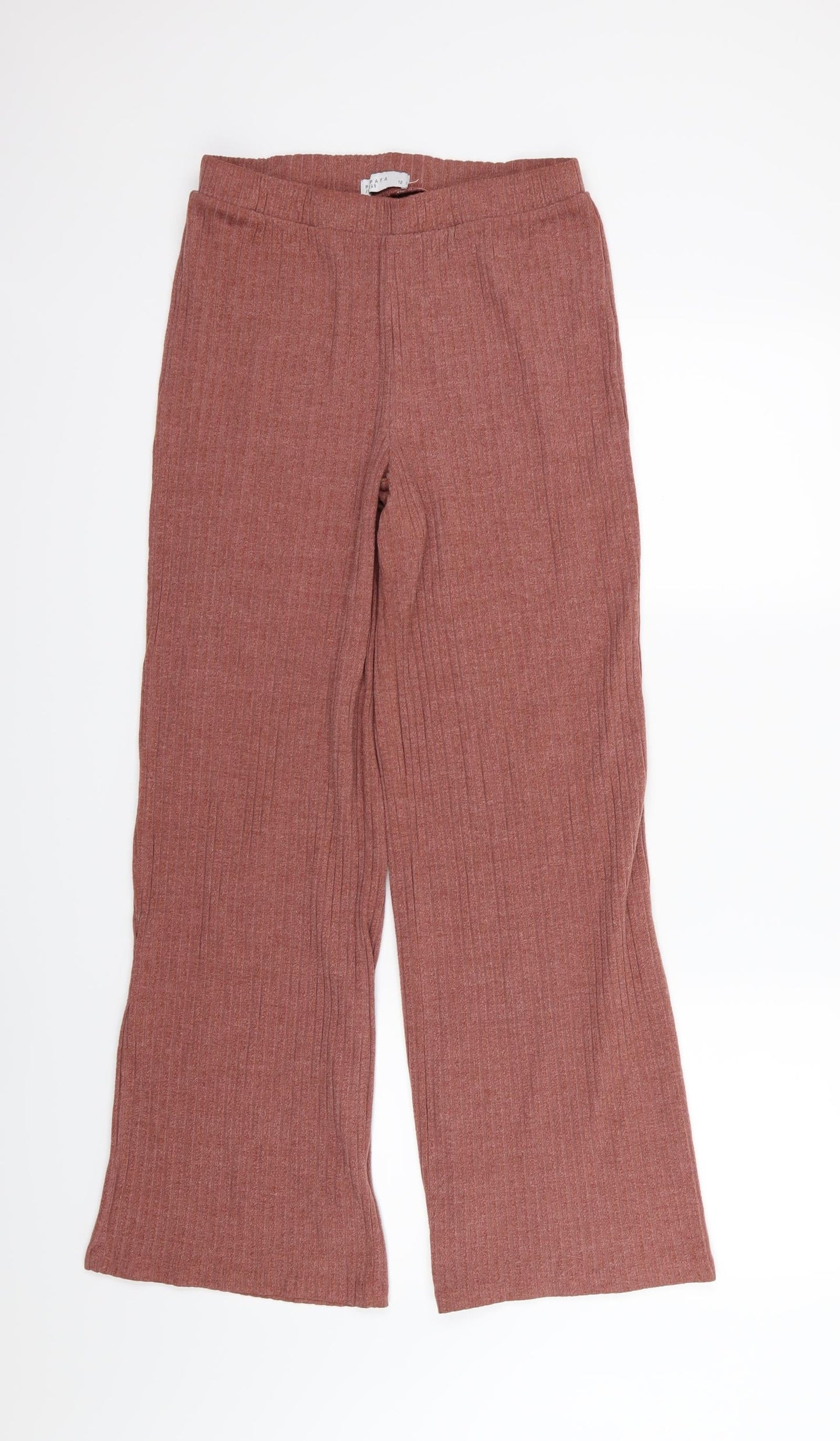 Papaya Womens Pink Striped Jersey Trousers  Size 12 L29 in