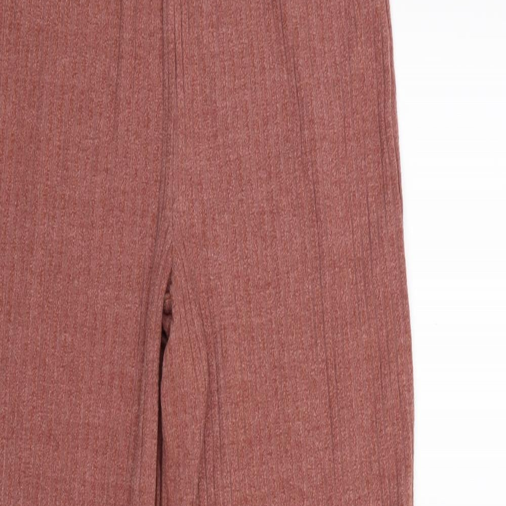 Papaya Womens Pink Striped Jersey Trousers  Size 12 L29 in
