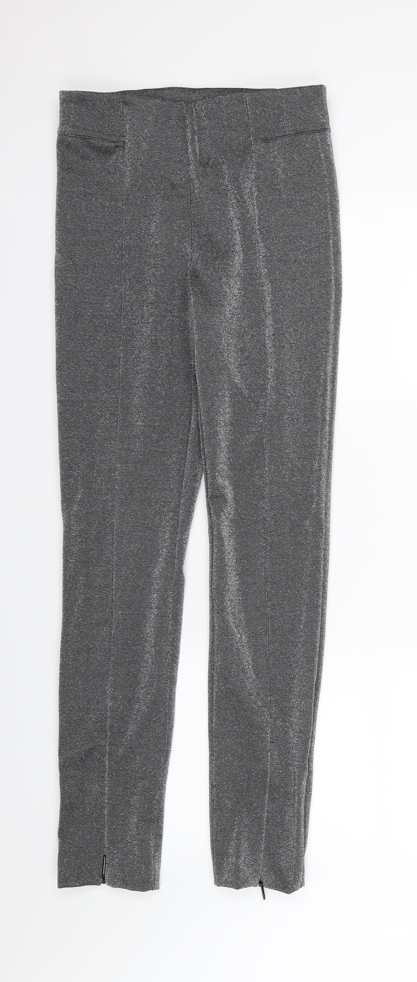 H&M Womens Silver   Trousers  Size 10 L30 in