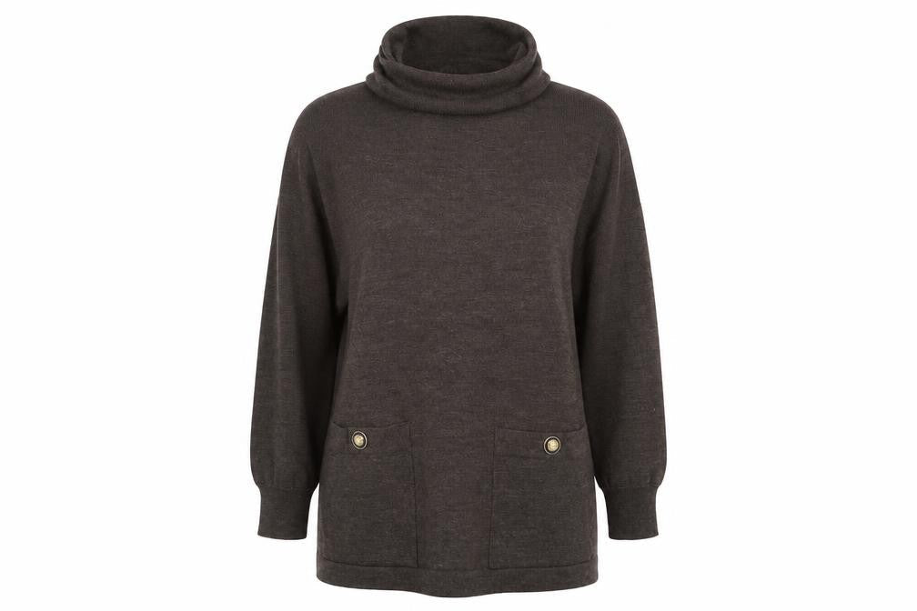 Front view of Fair play women’s brown knit jumper, size XS