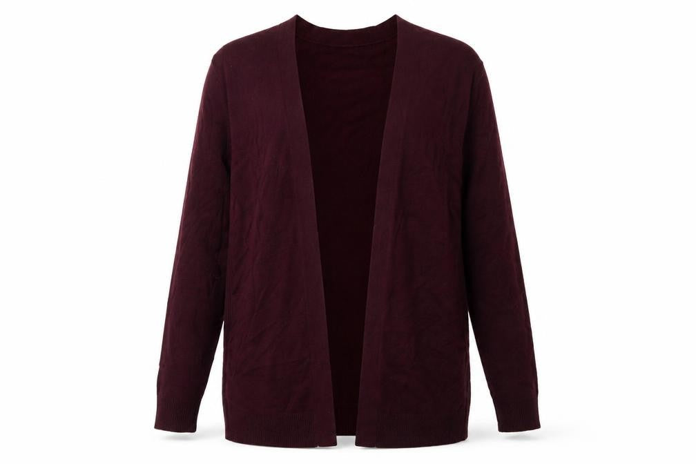 Front view of Gap women’s red knit cardigan jumper, size M
