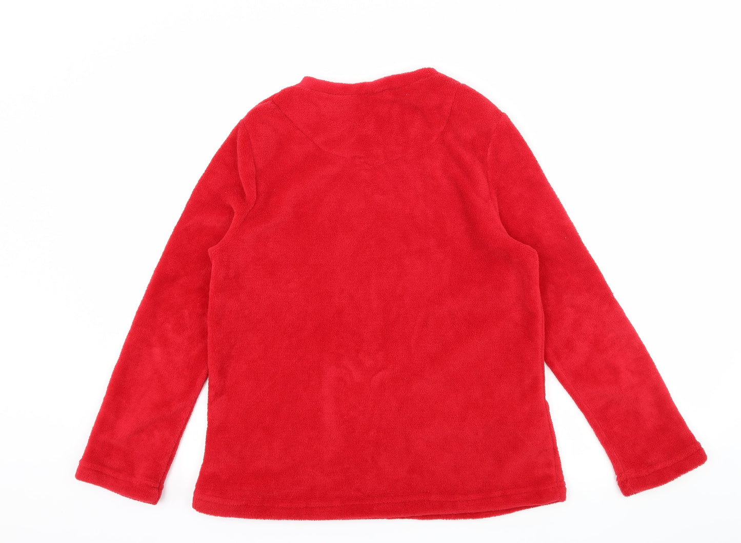 B&M Womens Red Solid Microfibre Top Pyjama Top Size S  - It's Christmas