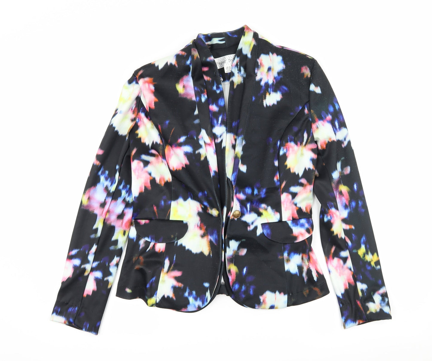 Paper Dolls Womens Black   Jacket Blazer Size 10  - Abstract Design
