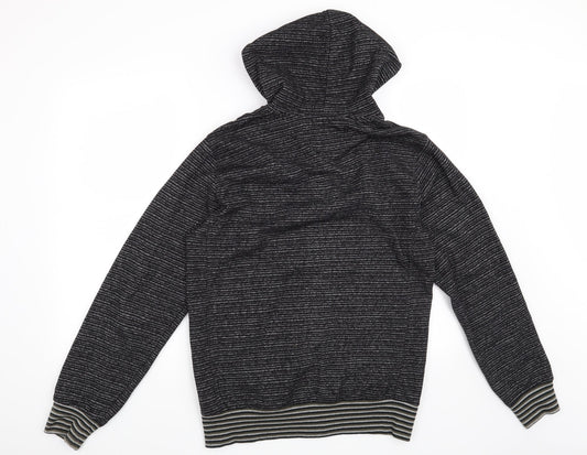 Brigade Mens Black Striped  Full Zip Hoodie Size S
