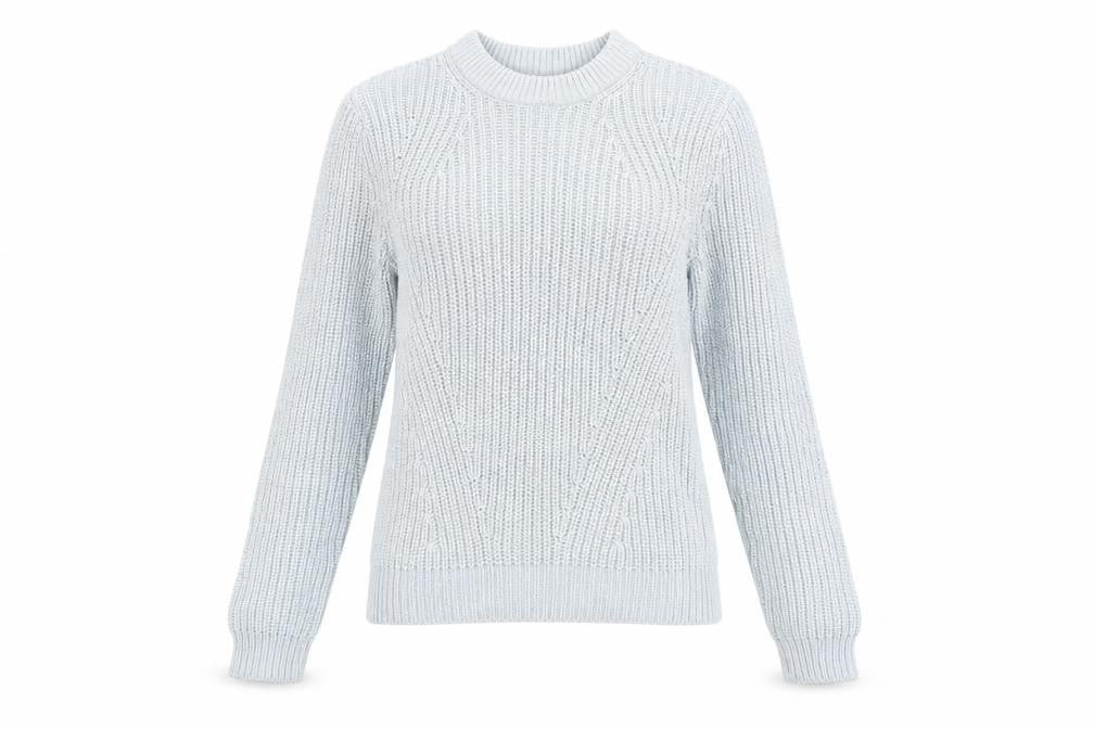 Front view of H&M women’s blue knit jumper, size XS