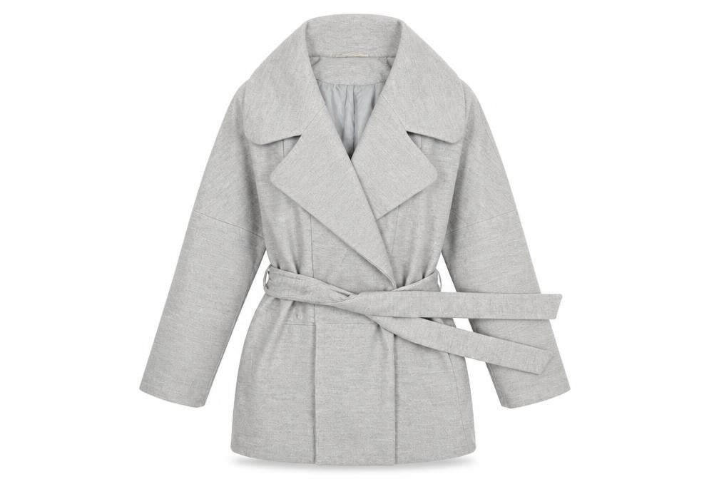 Front view of Noisy May women’s grey jacket coat, size S