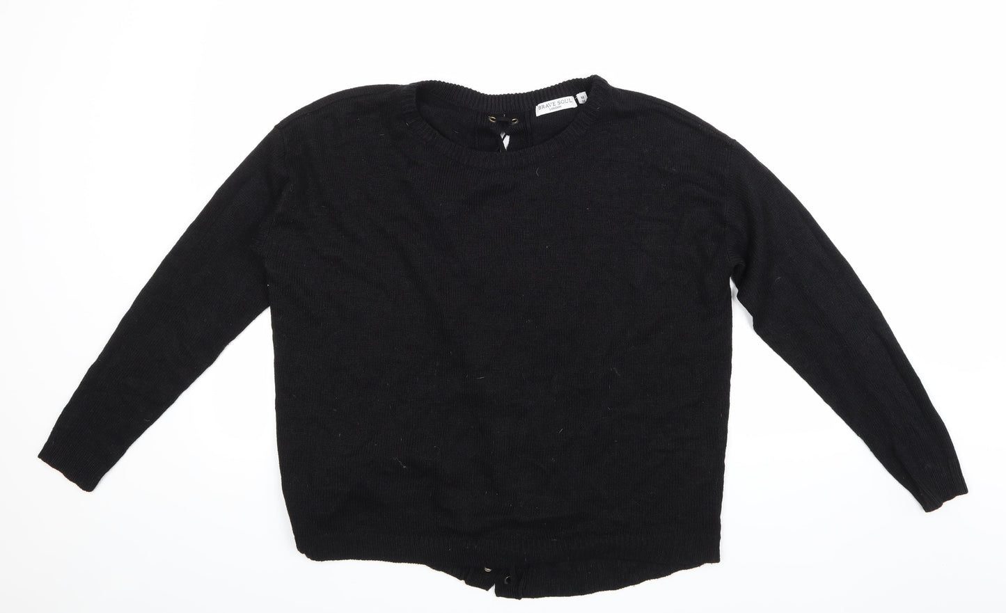 Brave Soul Womens Black  Knit Pullover Jumper Size 14