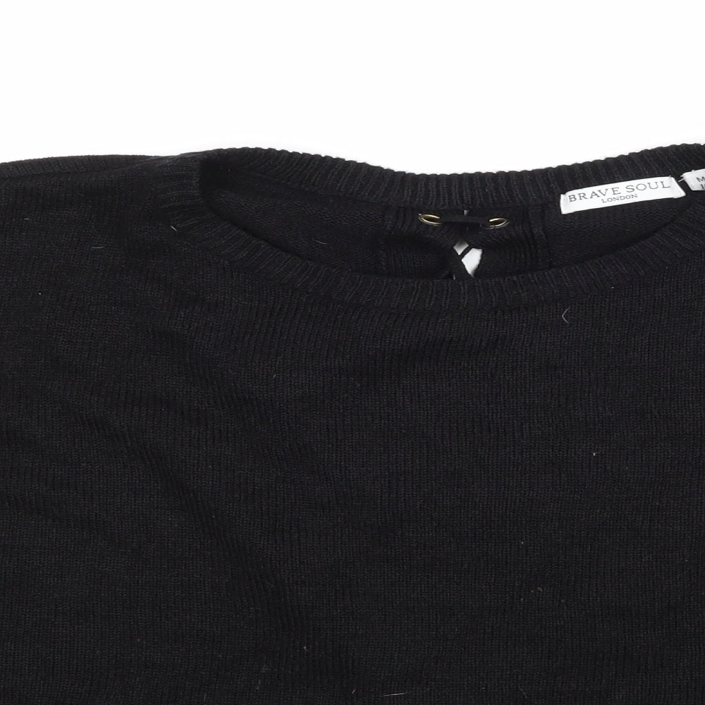 Brave Soul Womens Black  Knit Pullover Jumper Size 14