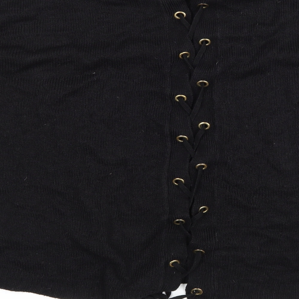 Brave Soul Womens Black  Knit Pullover Jumper Size 14