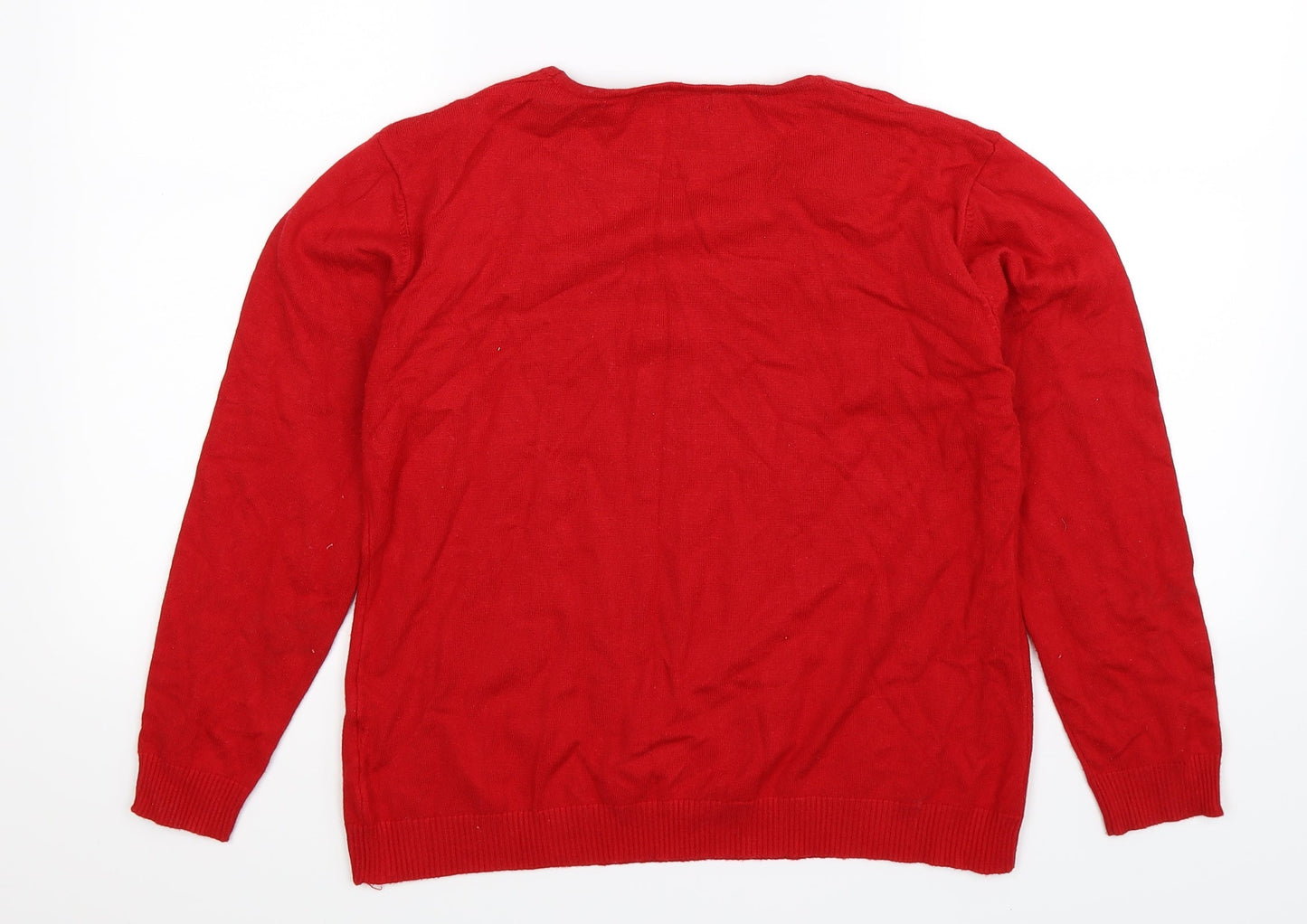 Just Elegance Womens Red  Knit Pullover Jumper Size L