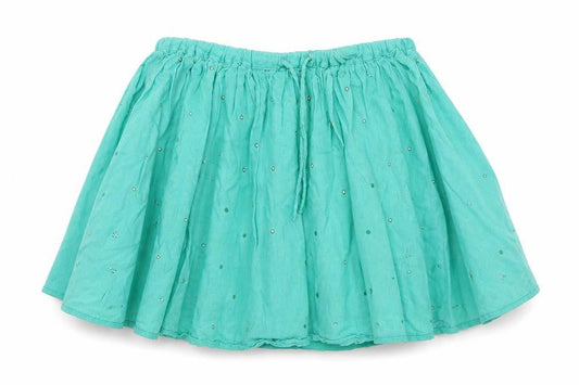 Front view of Marks & Spencer girls’ green spotted a-line skirt, size 4-5, years