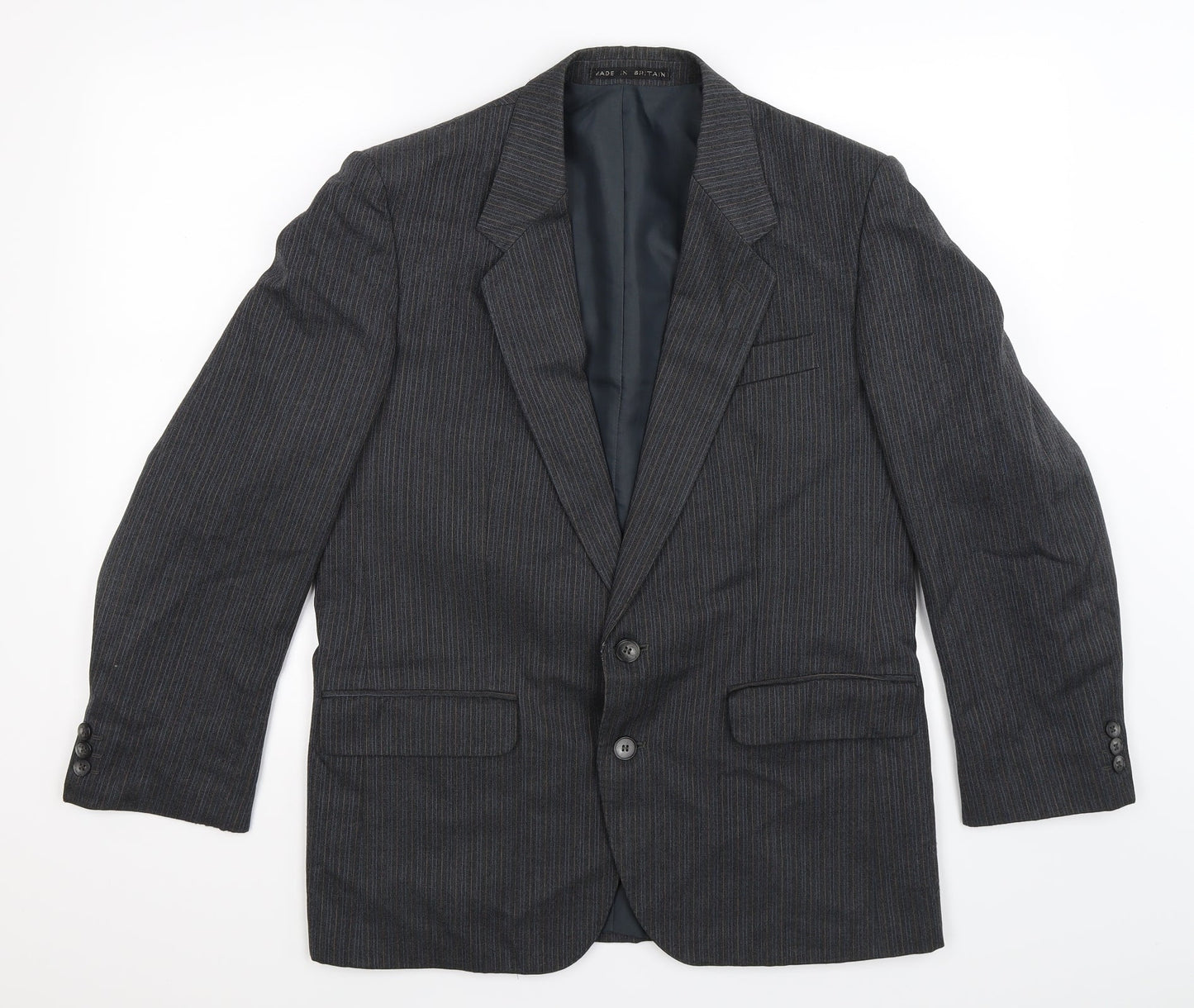 Greenwoods Mens Grey Striped  Jacket Suit Jacket Size 38