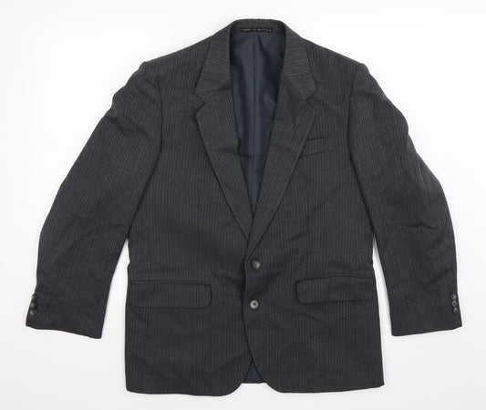 Greenwoods Mens Grey Striped  Jacket Suit Jacket Size 38