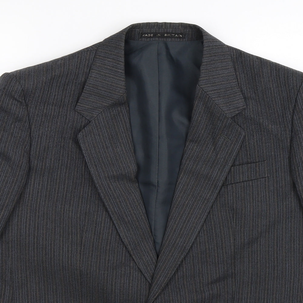 Greenwoods Mens Grey Striped  Jacket Suit Jacket Size 38