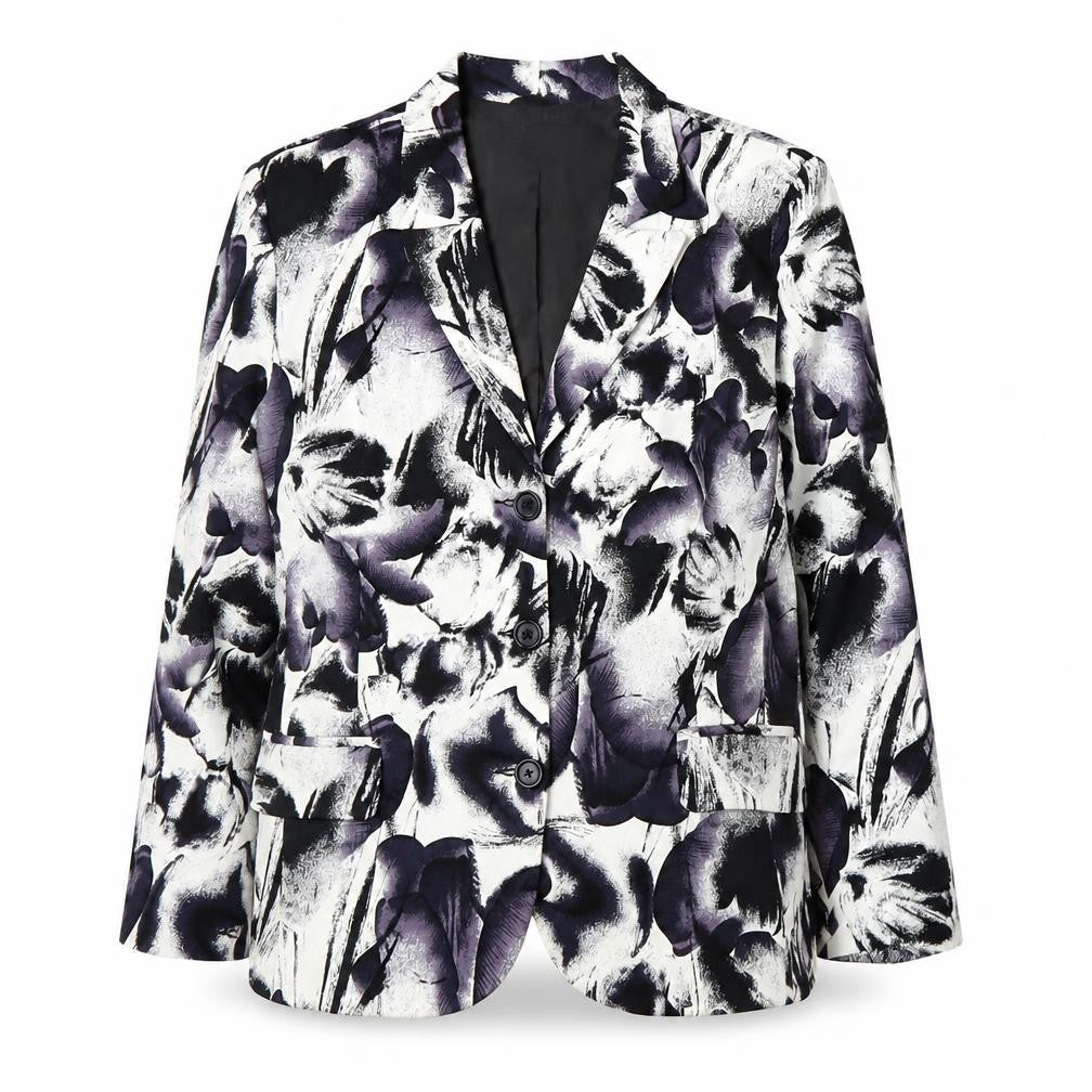 Front view of Calessa women’s white floral jacket blazer, size XL