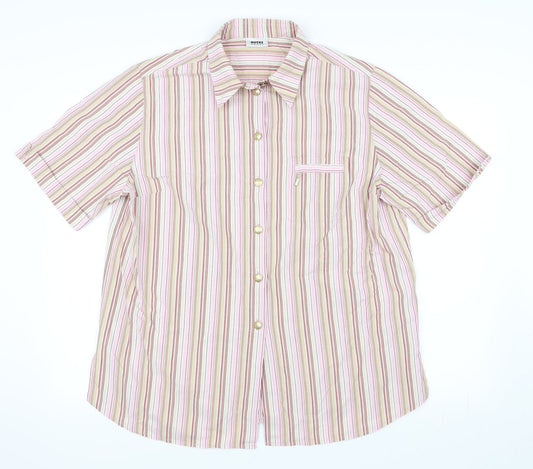Hucke Women Womens Pink Striped  Basic Button-Up Size 18