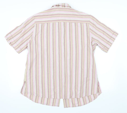 Hucke Women Womens Pink Striped  Basic Button-Up Size 18
