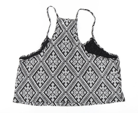 XXI Womens Black Geometric  Cropped Tank Size L