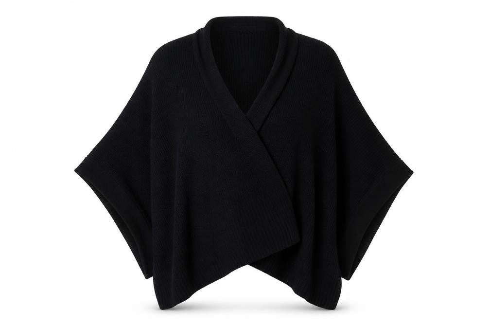 Front view of Peacocks women’s black wrap jumper one size