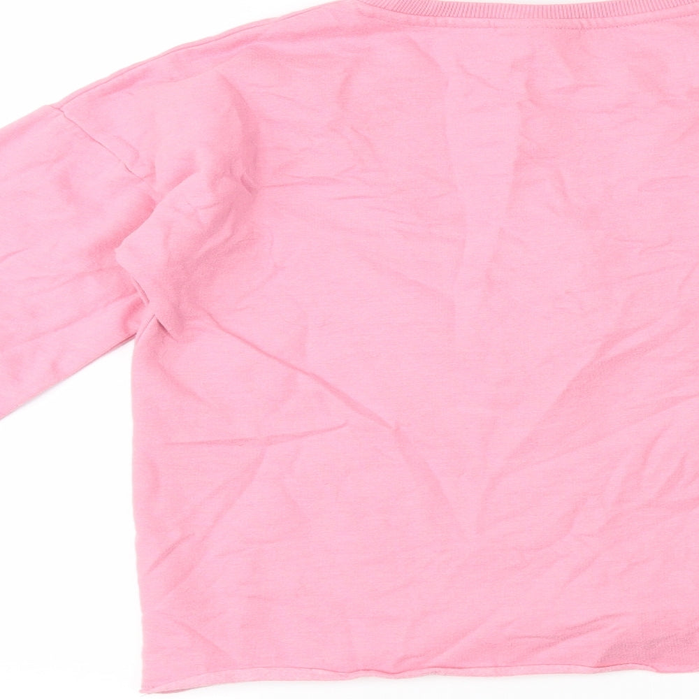 Matalan Girls Pink Houndstooth  Pullover Jumper Size 13 Years