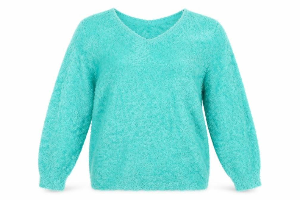 Front view of Marks & Spencer women’s blue jumper, size UK 10
