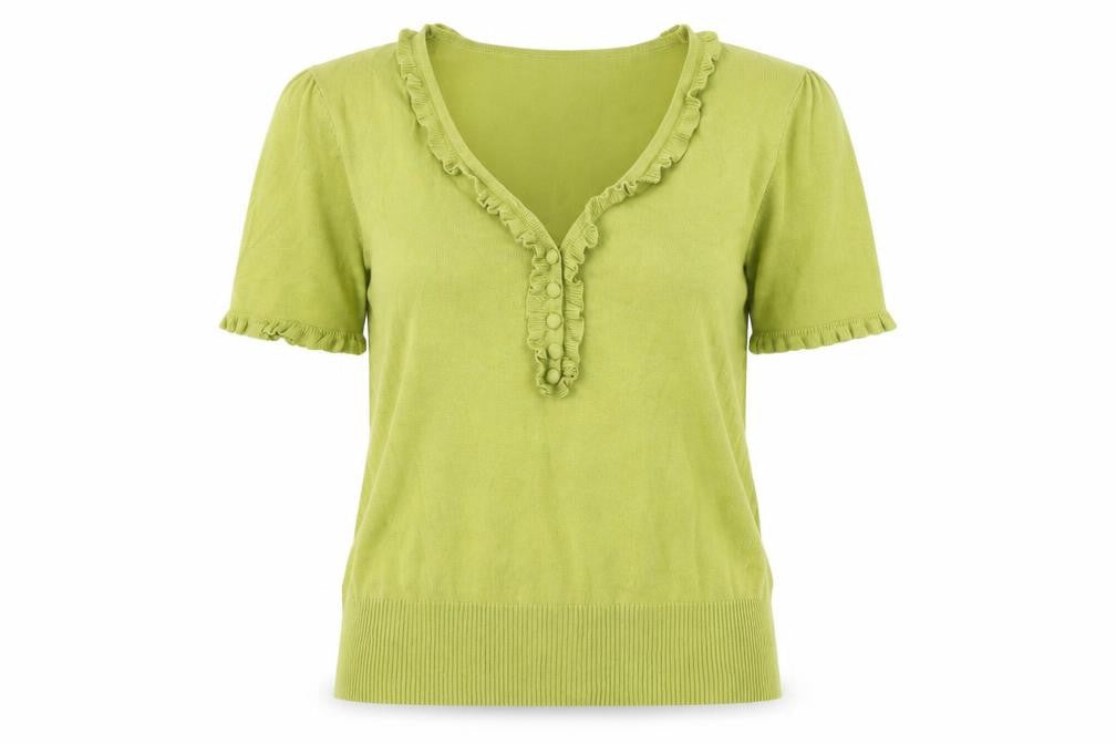 Front view of M&Co women’s green basic t-shirt, size L