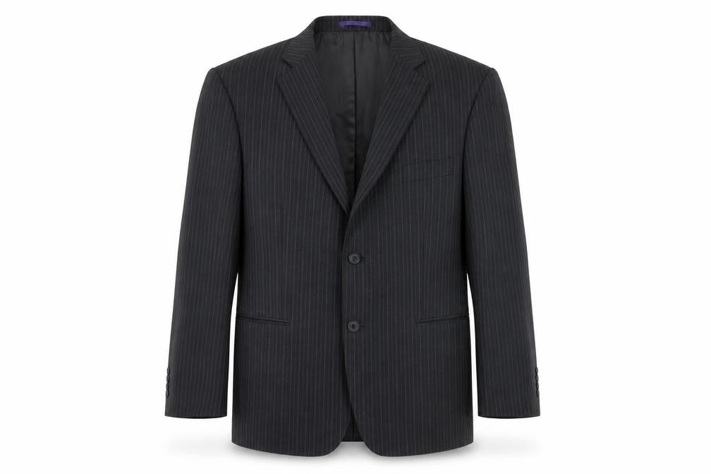 Front view of Taylor & Wright men’s black striped jacket suit jacket, size 44