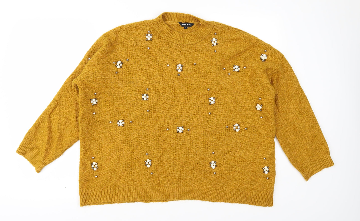 Peacocks Womens Yellow  Knit Pullover Jumper Size S