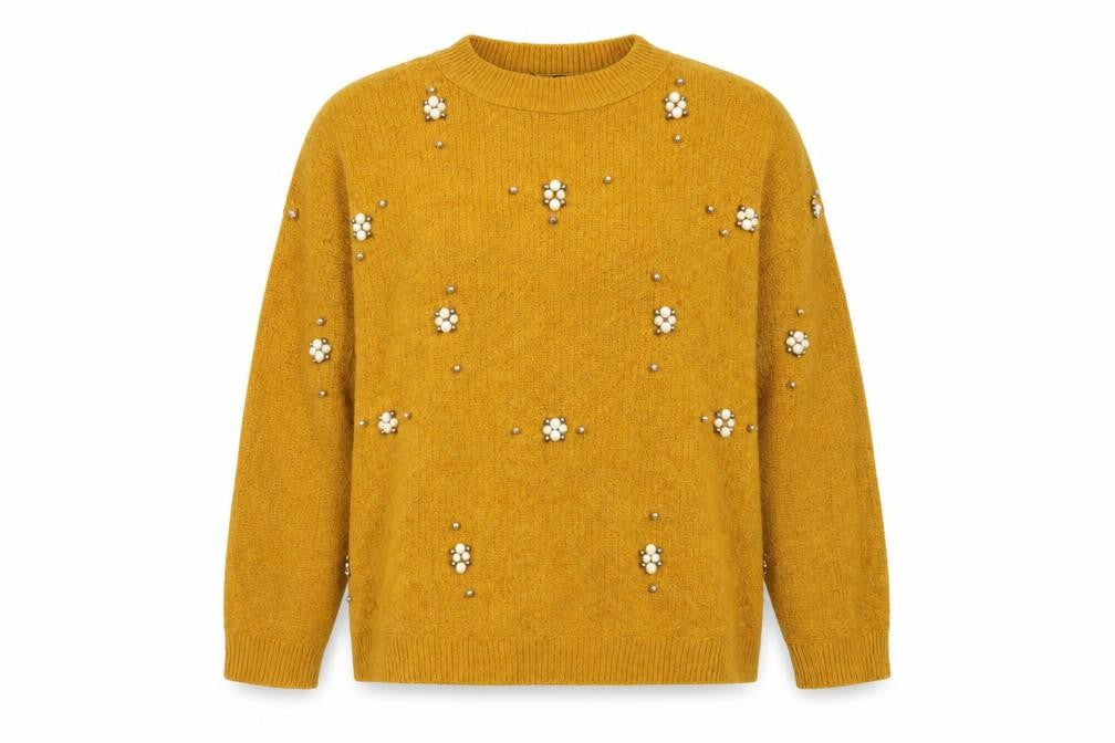 Front view of Peacocks women’s yellow knit jumper, size S
