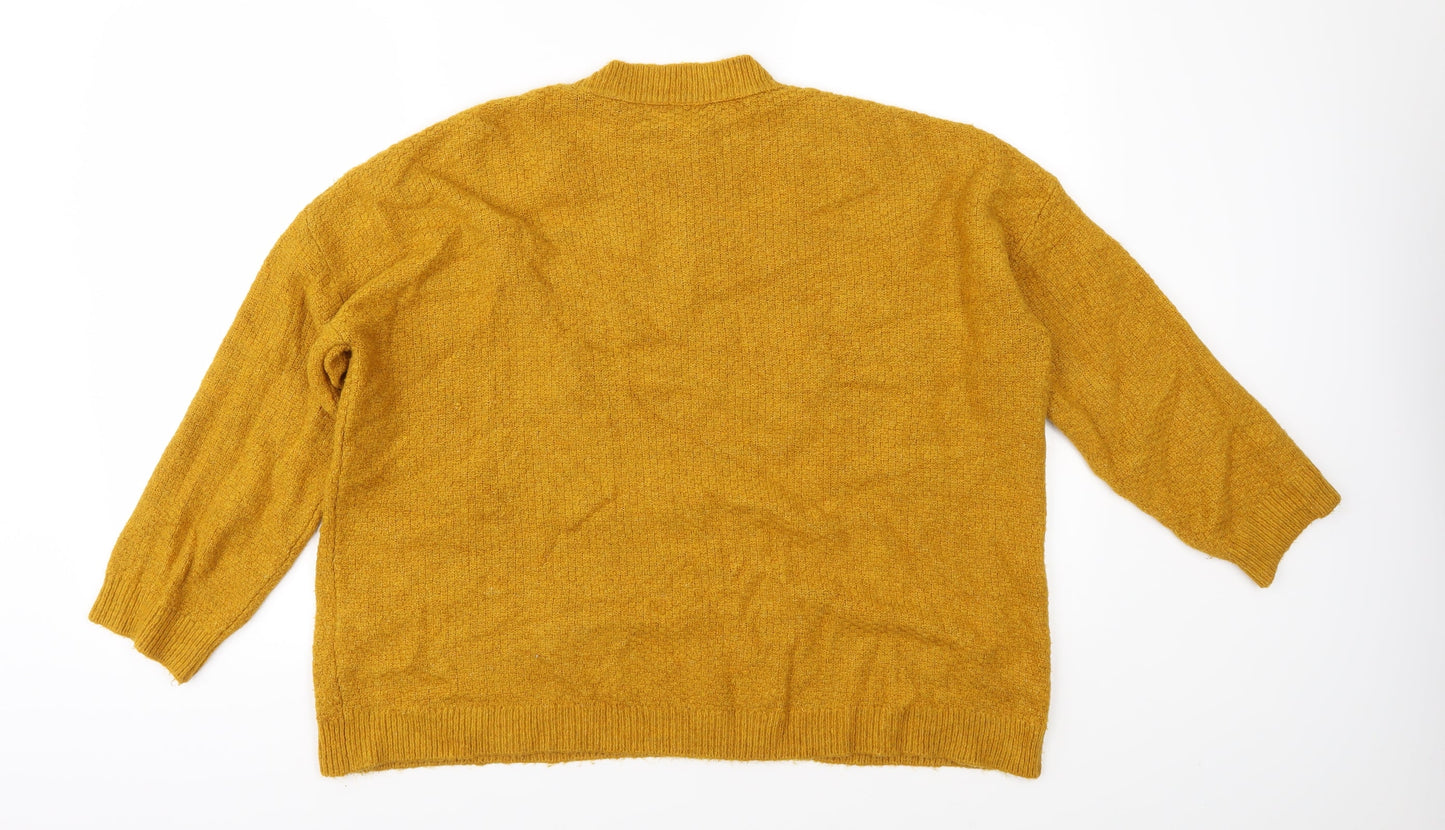 Peacocks Womens Yellow  Knit Pullover Jumper Size S