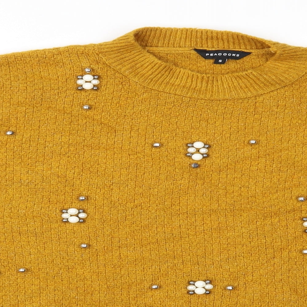 Peacocks Womens Yellow  Knit Pullover Jumper Size S