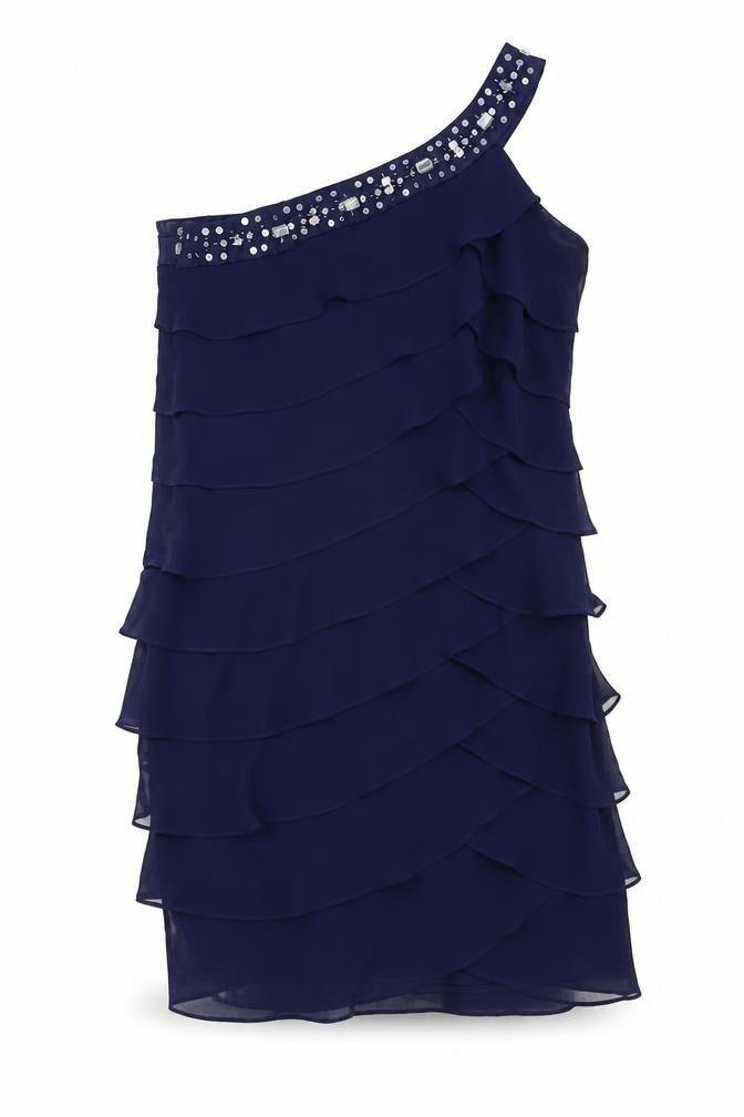 Front view of SL Fashion women’s blue mini, size UK 10