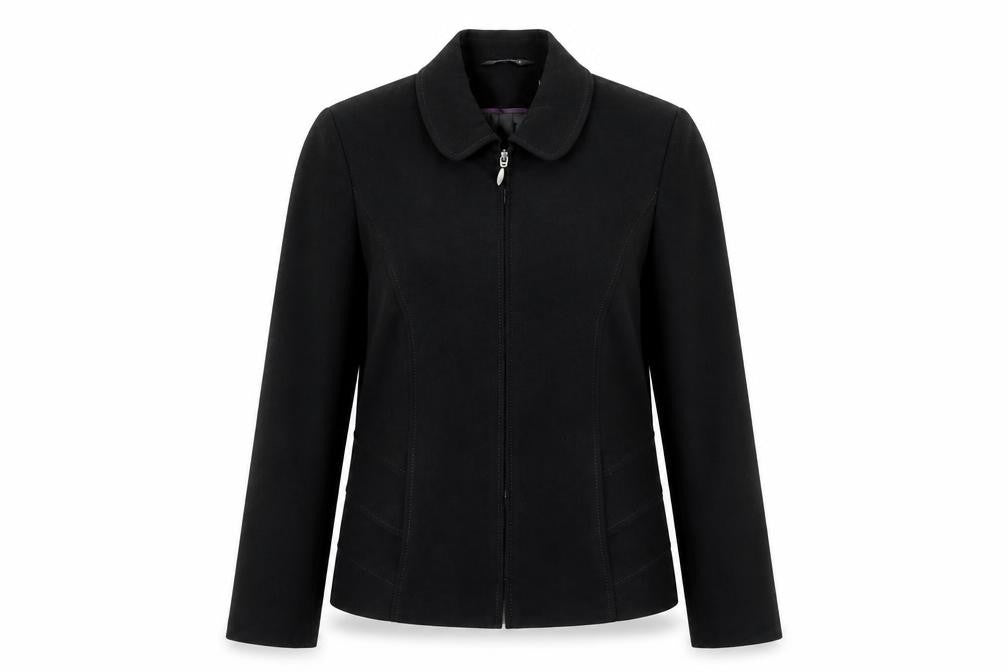 Front view of Bonmarché women’s black jacket coat, size UK 14