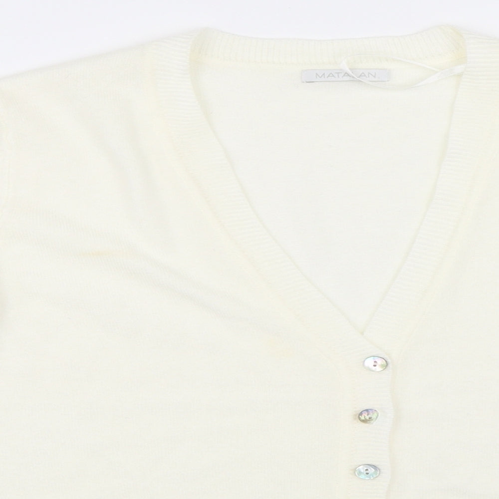 Close-up detail of Matalan women’s ivory cardigan jumper, size UK 12