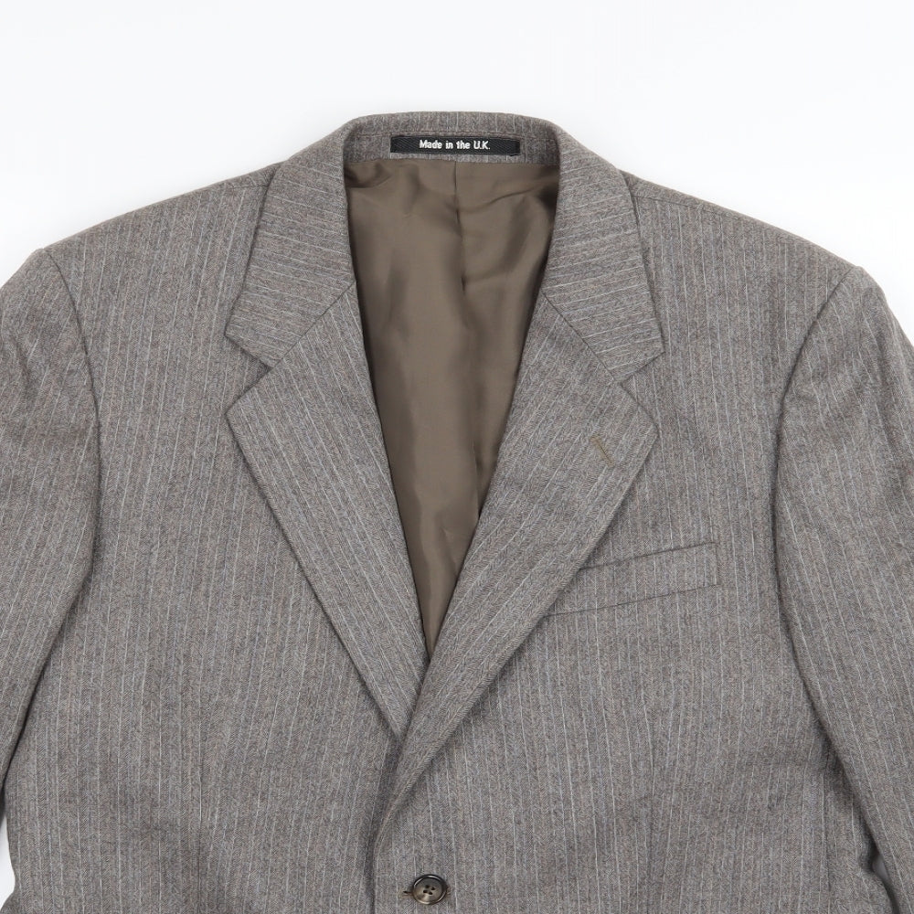 Preworn Mens Brown Herringbone  Jacket Suit Jacket Size 40