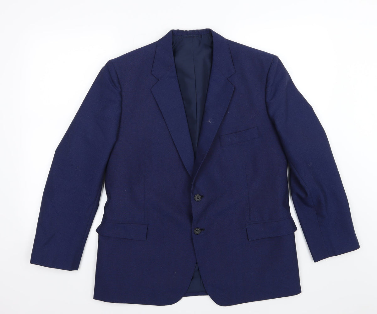 Additional front view of Preworn men’s blue rayon jacket suit jacket, size 36