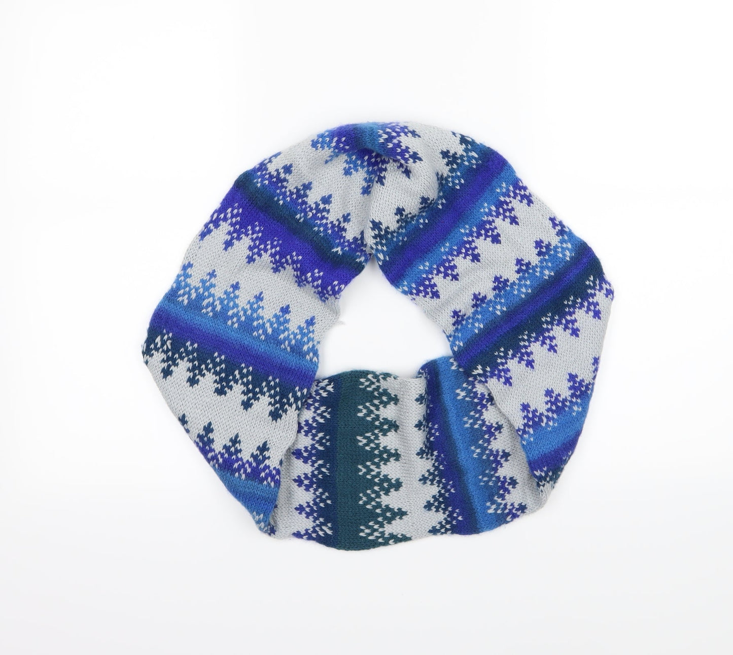 Preworn Womens Blue Striped Knit  Scarf   - Snood